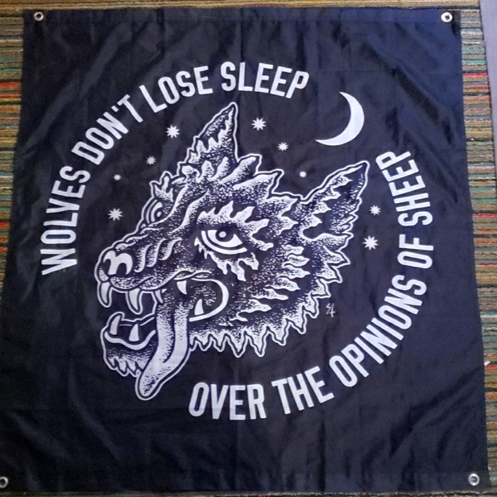 Black wolf tapestry